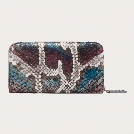 Python leder Damen-Geldbörse mit umlaufenden Reißverschluss multifarbe