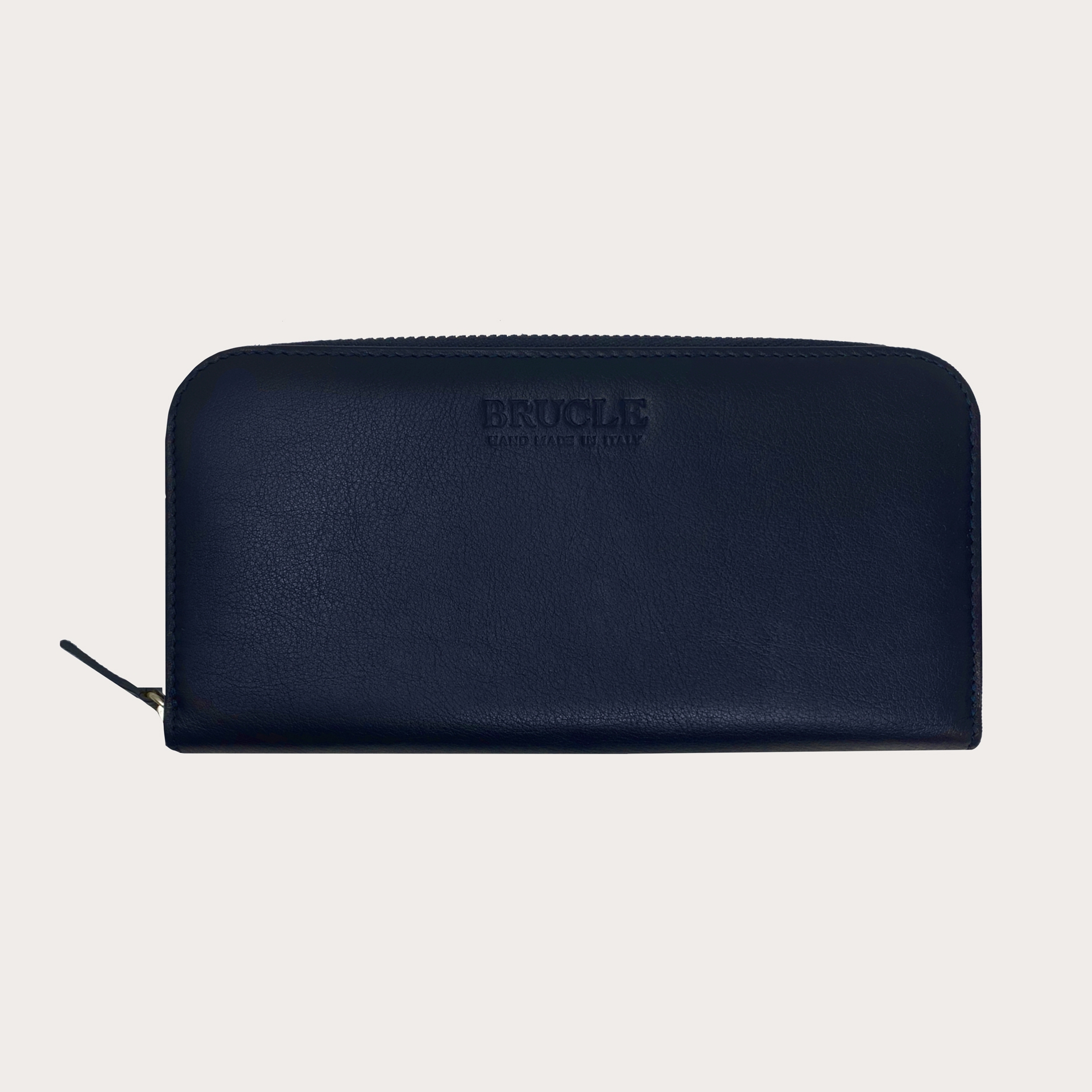 BRUCLE Classic zip around leather wallet, blue