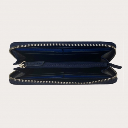 Classic zip around leather wallet, blue