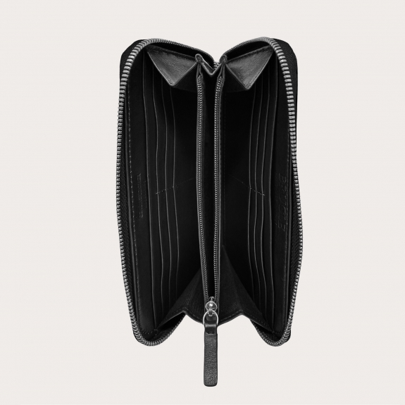 BRUCLE Raffinato portafoglio da donna nero stampa cocco con zip