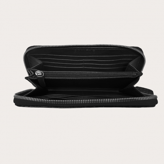 BRUCLE Refined black crocodile print women's wallet with zip
