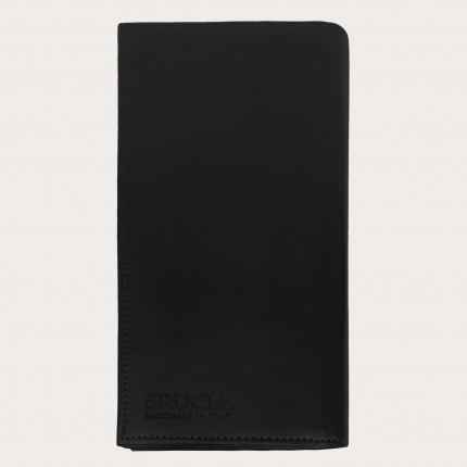 Portefeuille vertical en cuir noir