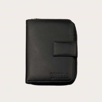 Women's Leather Black Zip Around Wallet