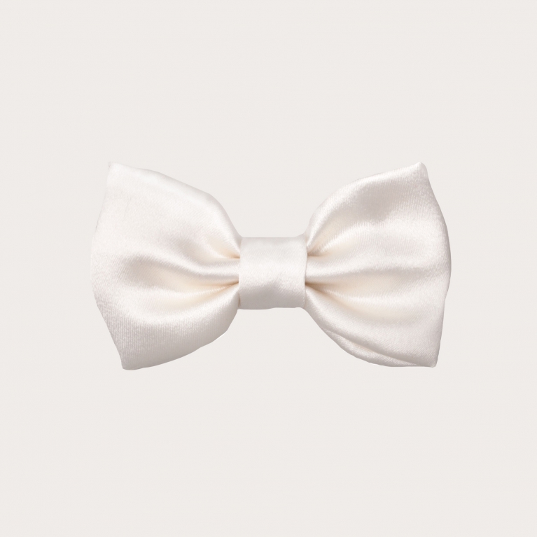 Kids white dot Silk Pre-tied Bow tie