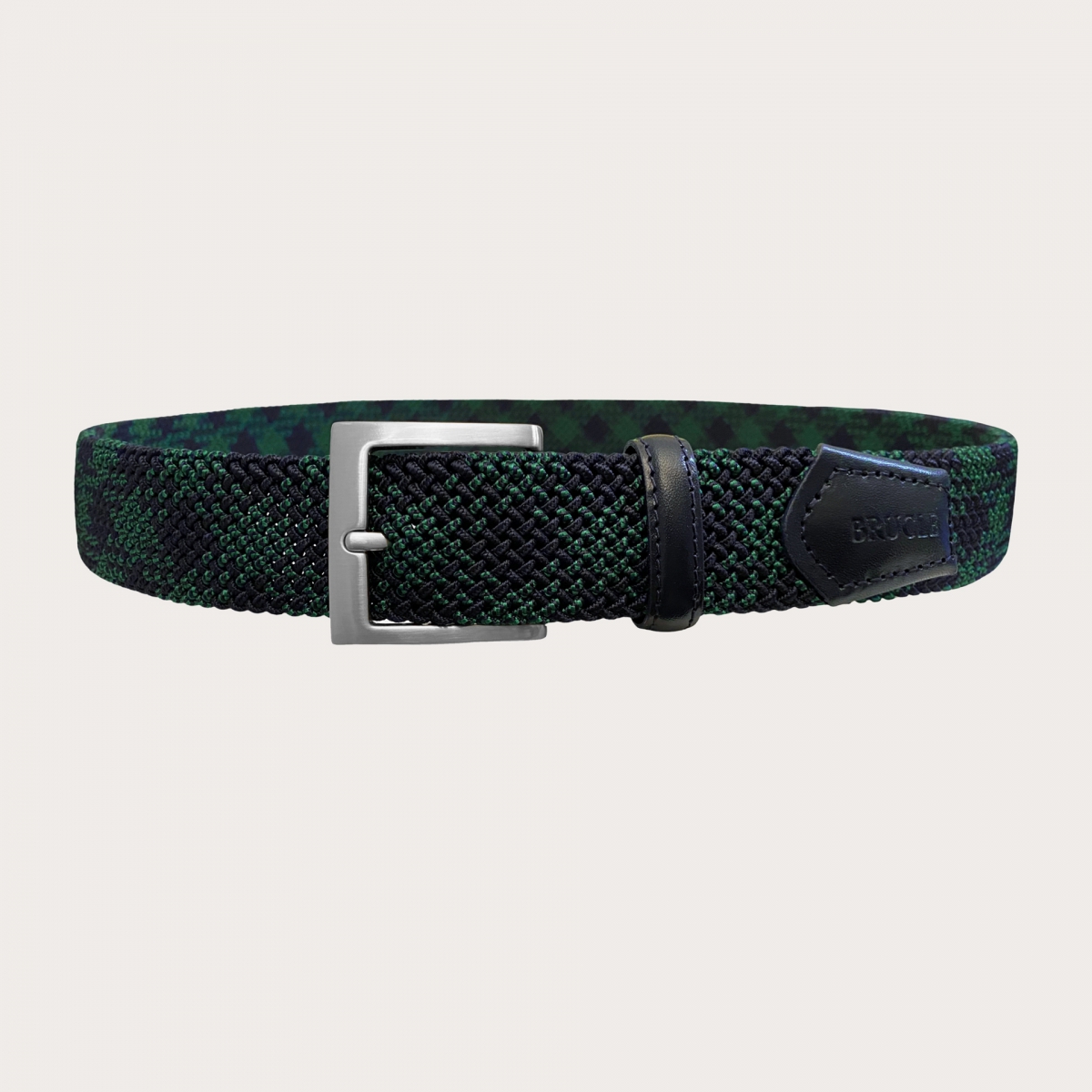 BRUCLE Green and blue braided tubular elastic belt
