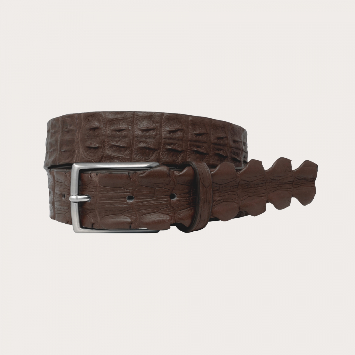BRUCLE Dark brown crocodile back belt