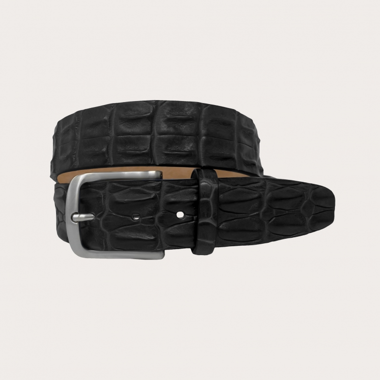 Ceinture exquise en dos de crocodile, noir