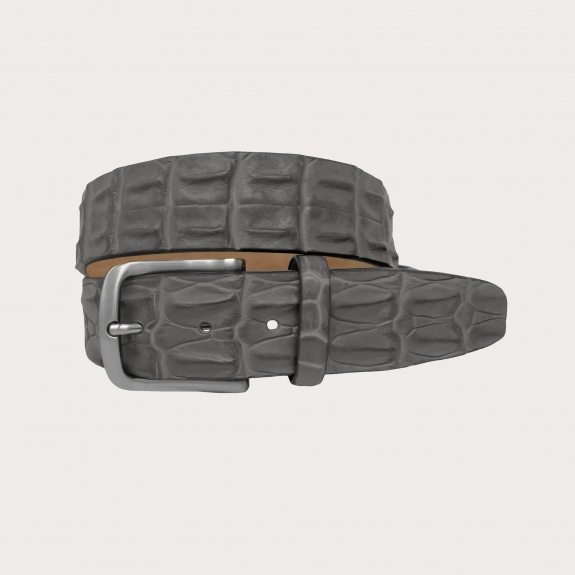 BRUCLE Refined nickel free high belt in crocodile, grey