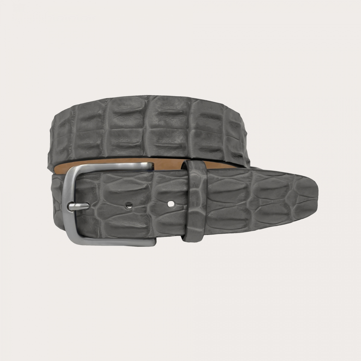 BRUCLE Refined nickel free high belt in crocodile, grey