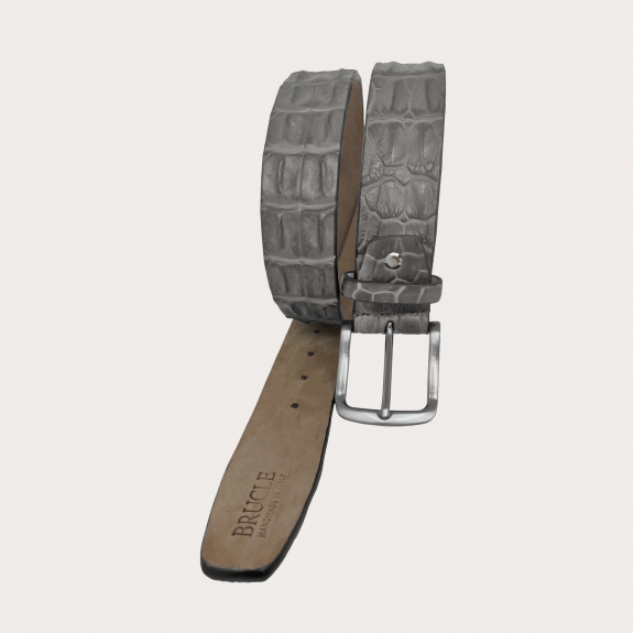 BRUCLE Cinturón alto sin níquel refinado en cocodrilo, gris