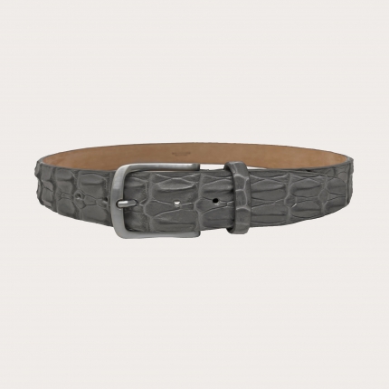 Ceinture haute raffinée en crocodile, gris