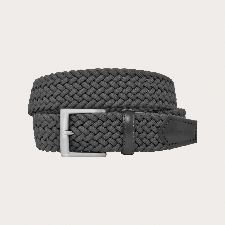 Ceinture élastique tressée grise