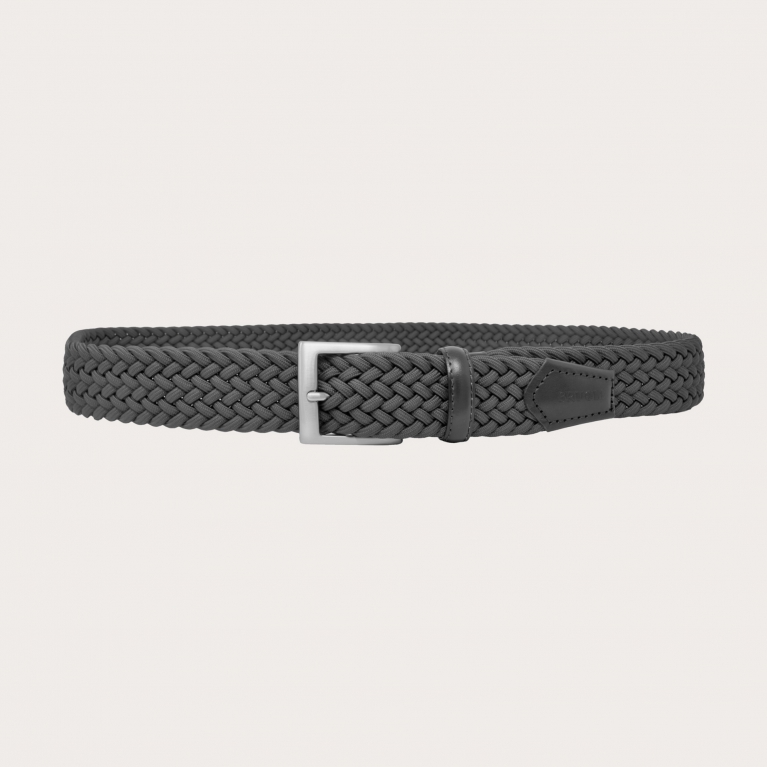Ceinture élastique tressée grise