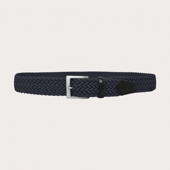Braided elastic stretch belt, blue