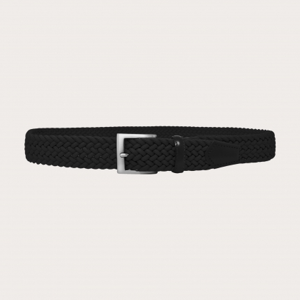 Braided elastic stretch belt, black
