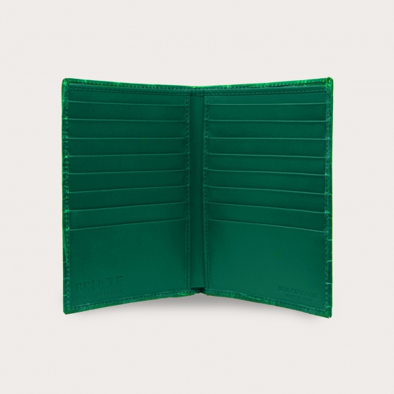 Cartera para documentos vertical de cocodrilo, verde bosque
