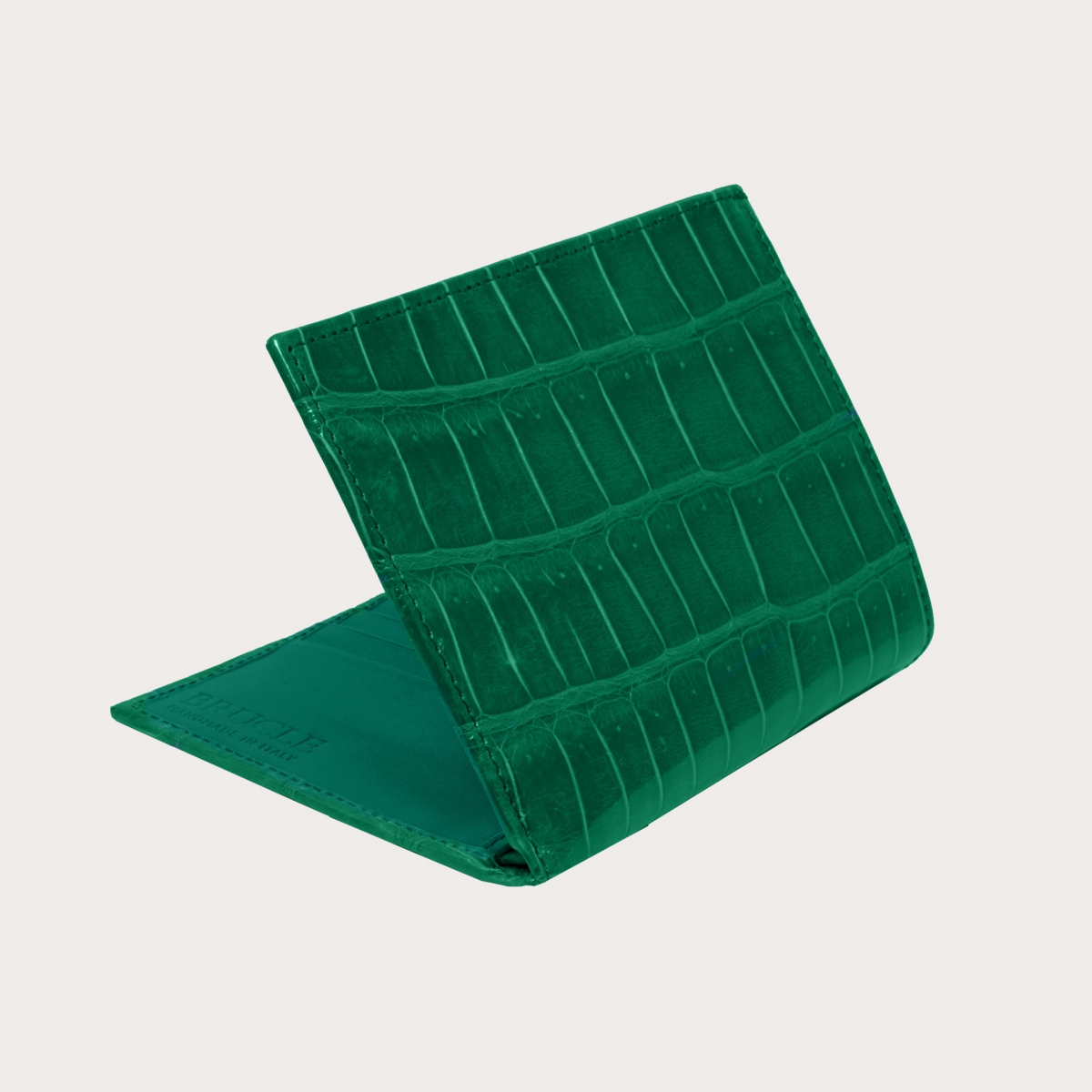 Cartera para documentos vertical de cocodrilo, verde bosque