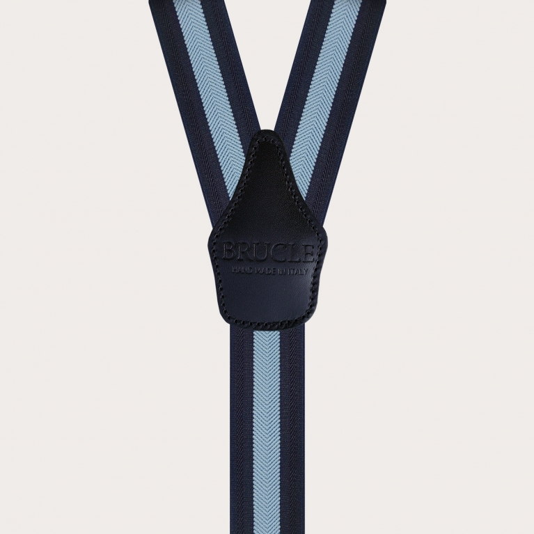 Bretelle elastiche con riga spinata blu e azzurra