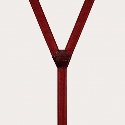 Thin shiny satin suspenders, burgundy