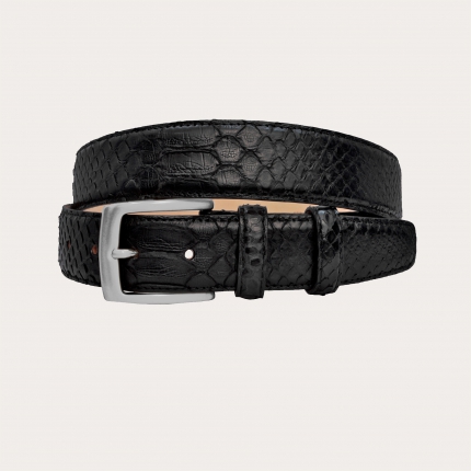 Elegant belt in black python leather