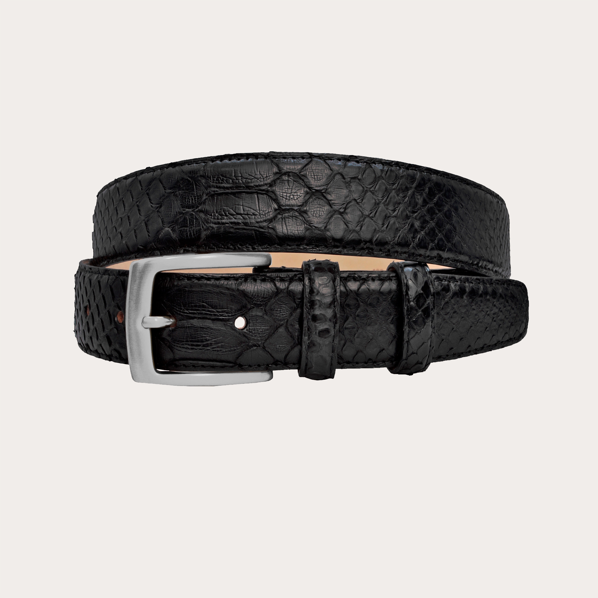 BRUCLE Elegant belt in black python leather
