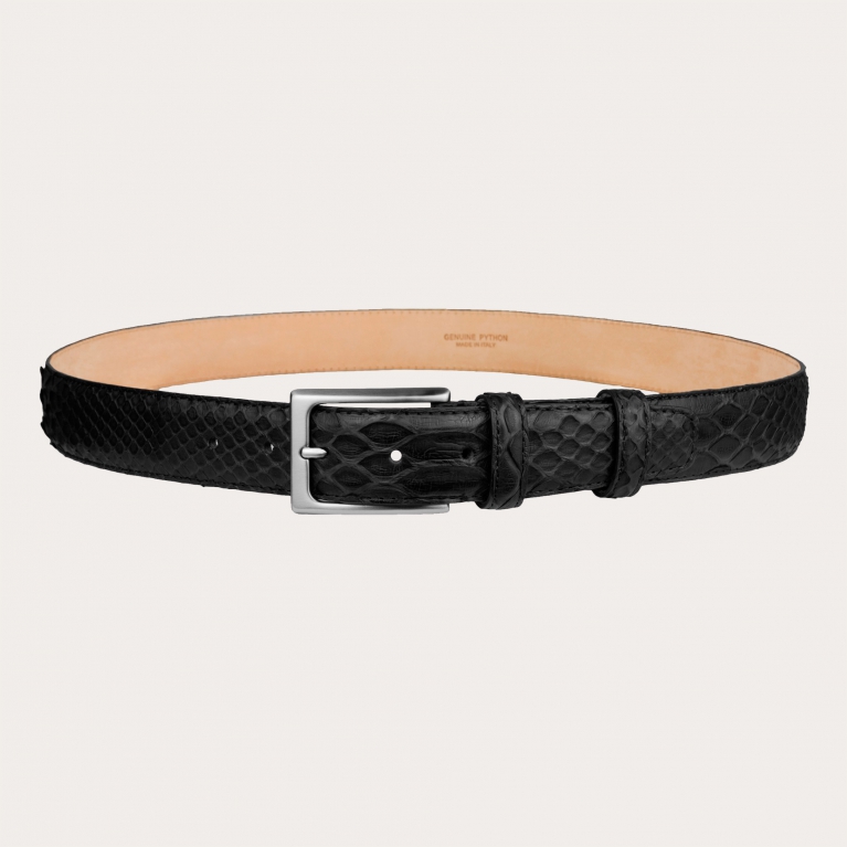 Elegant belt in black python leather