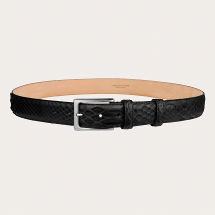 Elegant belt in black python leather