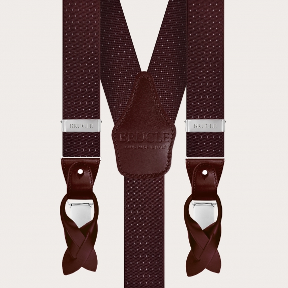 Noeud papillon et bretelles larges à pois bordeaux