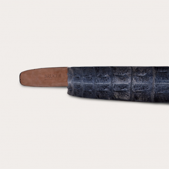 BRUCLE Hand-colored crocodile belt, grey shaded black
