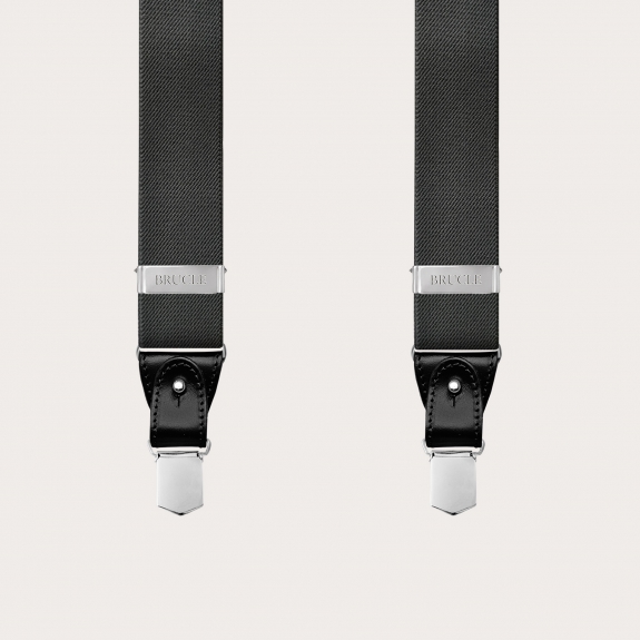 BRUCLE Y-shaped elastic grey suspenders