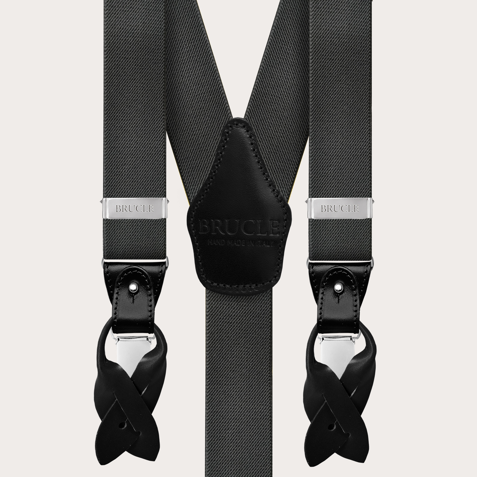 BRUCLE Y-shaped elastic grey suspenders
