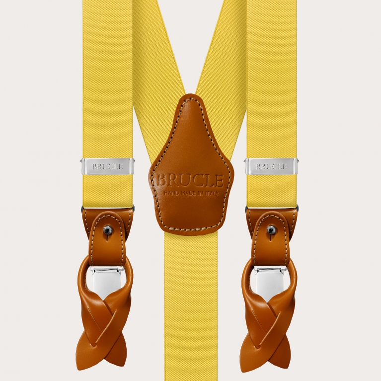 Y-shaped elastic yellow suspenders