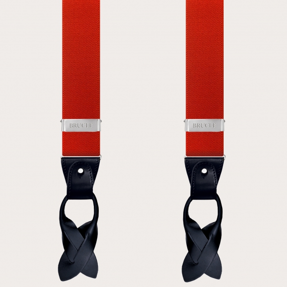 Y-shape elastic suspenders, red with blue connectors