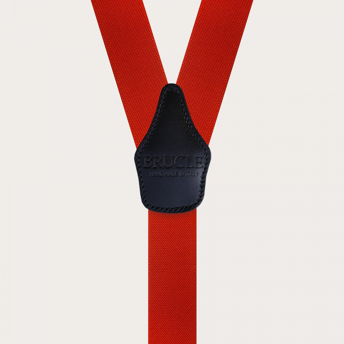 BRUCLE Y-shaped elastic suspenders, red with blue leather parts