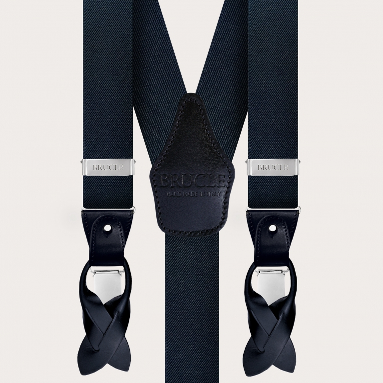 Eleganti bretelle uomo nichel free, blu navy