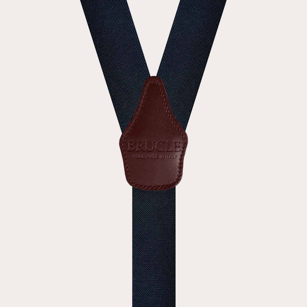 BRUCLE Bretelles élastiques en forme de Y, bleu avec parties en cuir bordeaux
