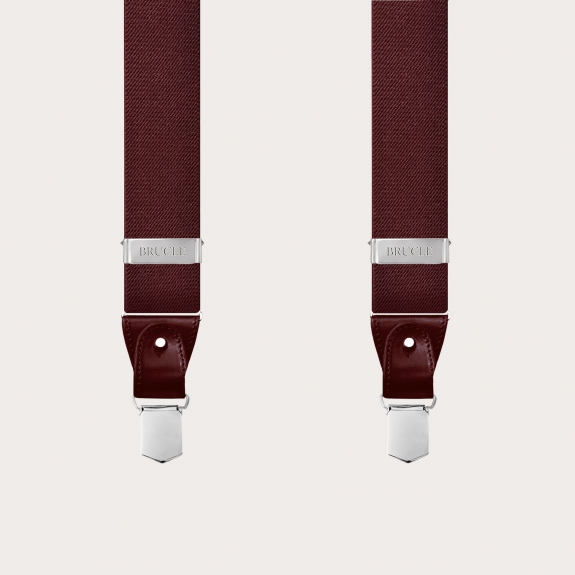 BRUCLE Y-shaped elastic burgundy suspenders