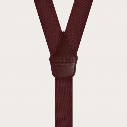 Y-shaped elastic burgundy suspenders
