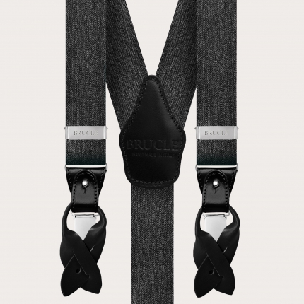 Double use elastic suspenders in black denim
