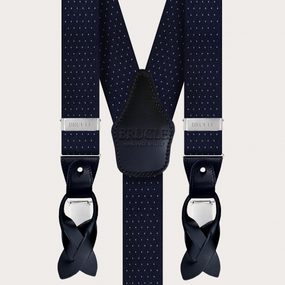 BRUCLE Y-förmige blaue elastische Hosenträger mit gepunktetem Muster