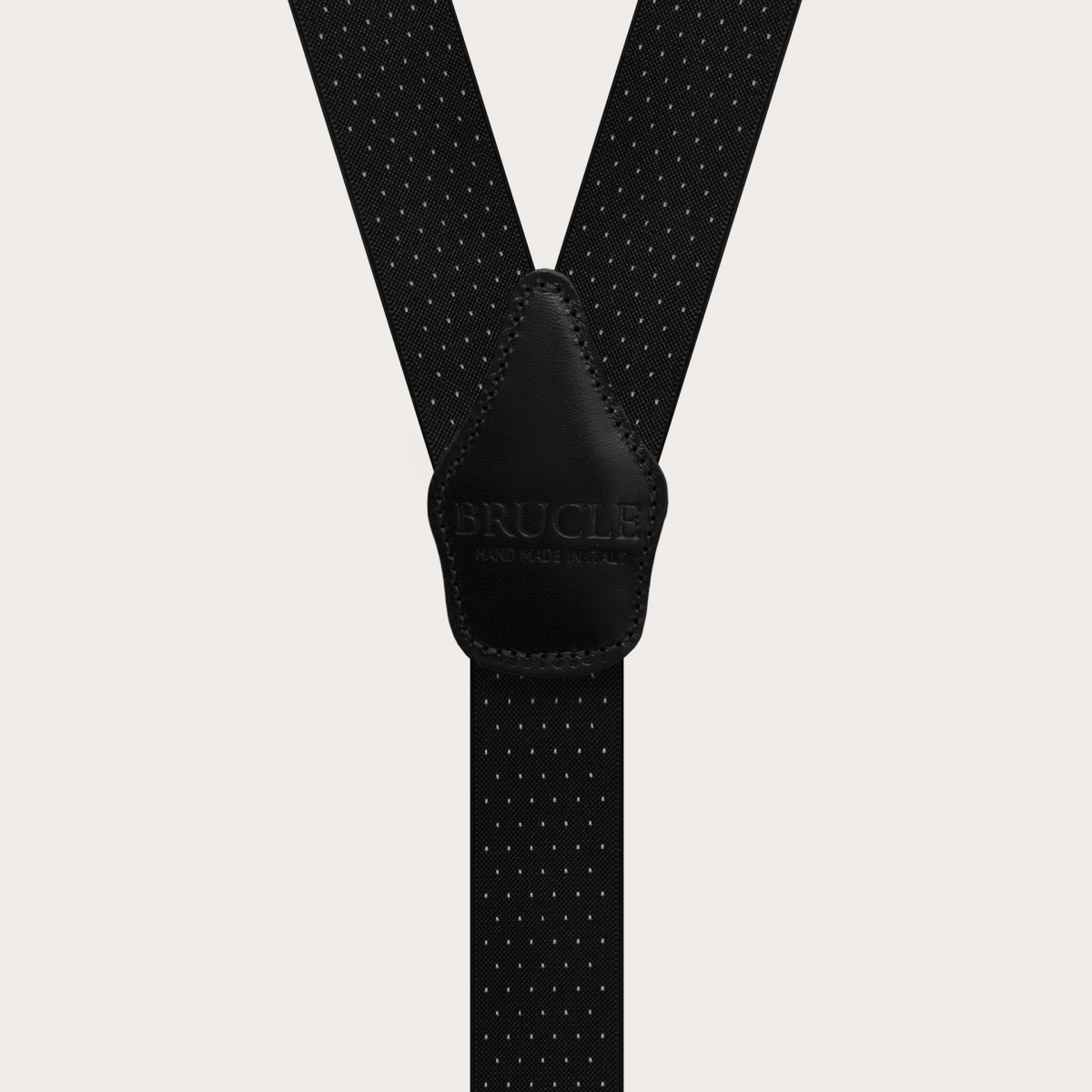 BRUCLE Y-shape black elastic suspenders with dotted pattern