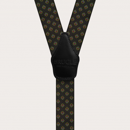 Elastische schwarze Hosenträger für Herren mit geometrischem Muster