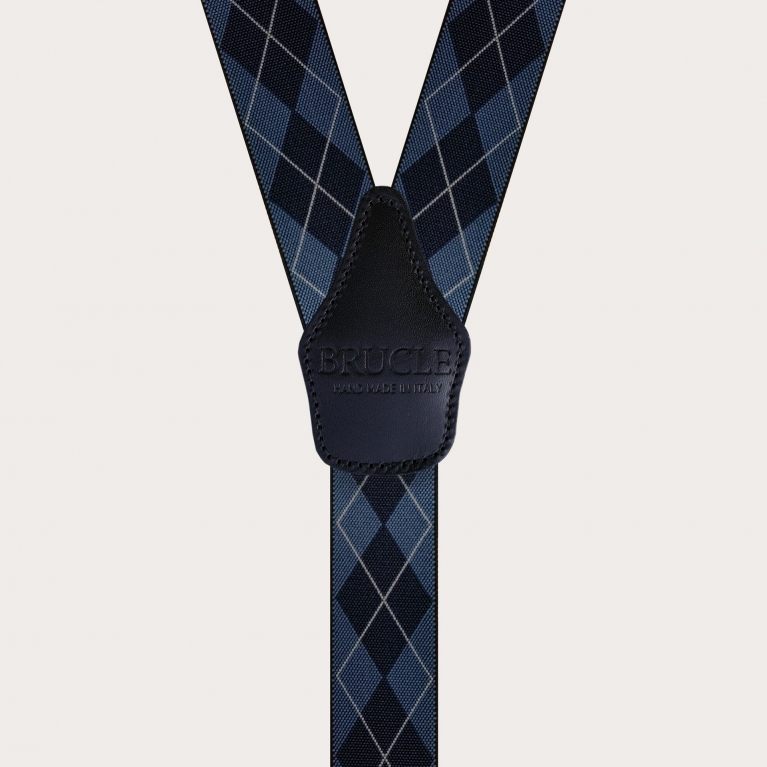 Bretelle elastiche con pattern a quadri blu