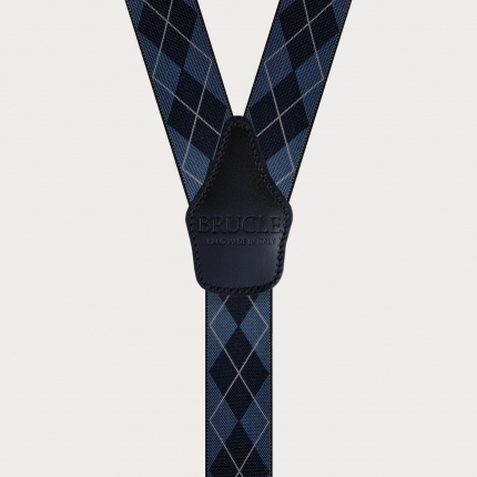 Tirantes elásticos con estampado de cuadros azules