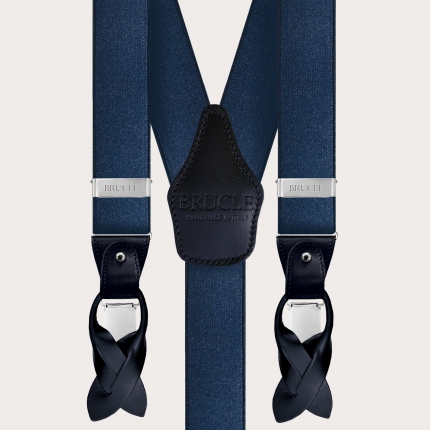 Elegant blue elastic satin suspenders