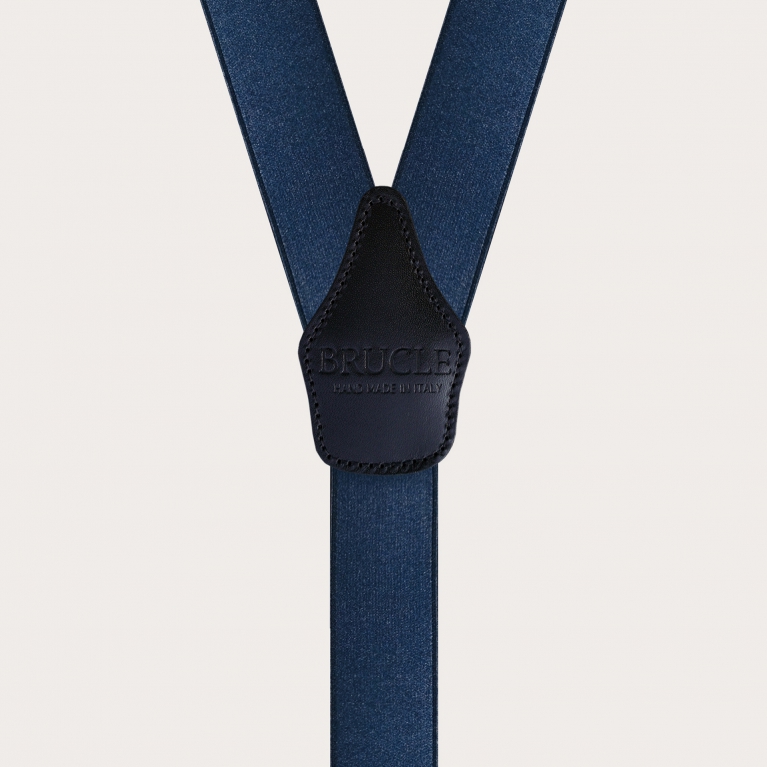Elegant blue elastic satin suspenders