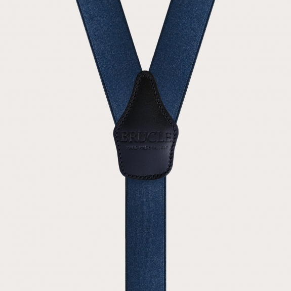 Bretelles larges bleu poli avec clips argent