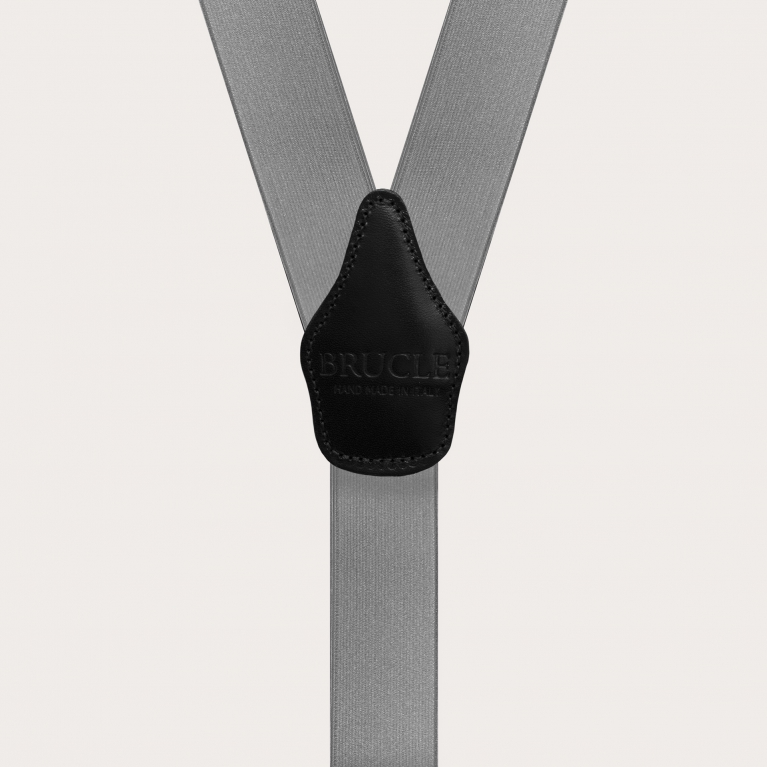 Elegant grey elastic satin suspenders