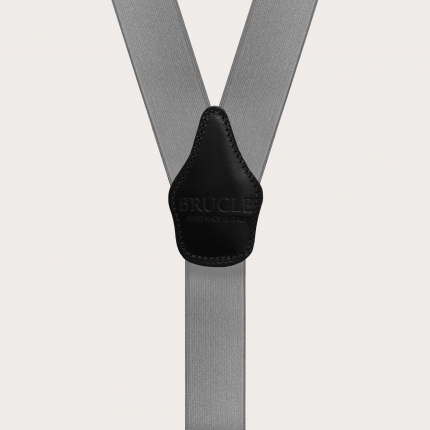 Formal Y-shape elastic suspenders, satin grey