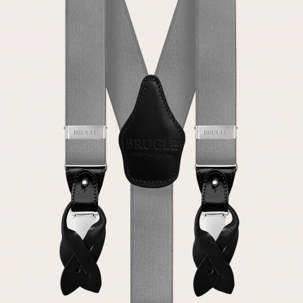 Elegante Hosenträger aus elastischem Satin in Grau